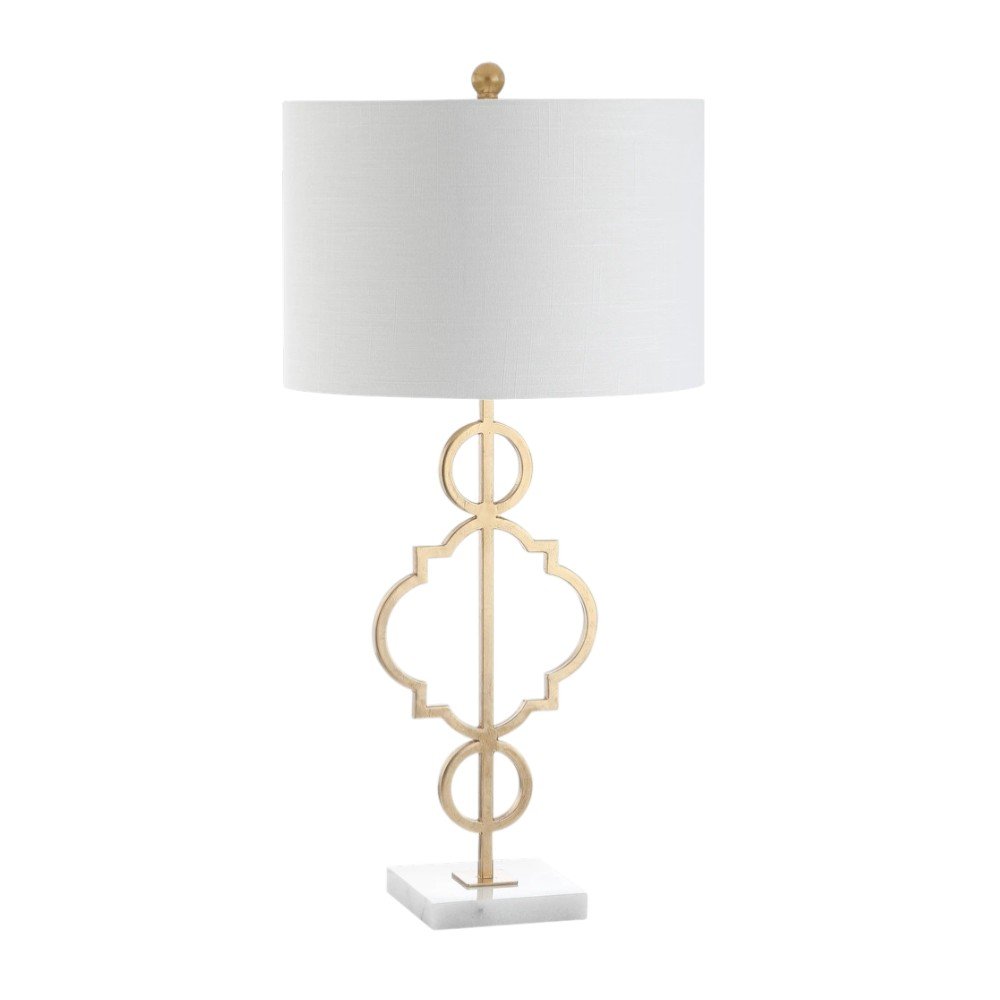31" White Novelty Table Lamp With Drum Shade