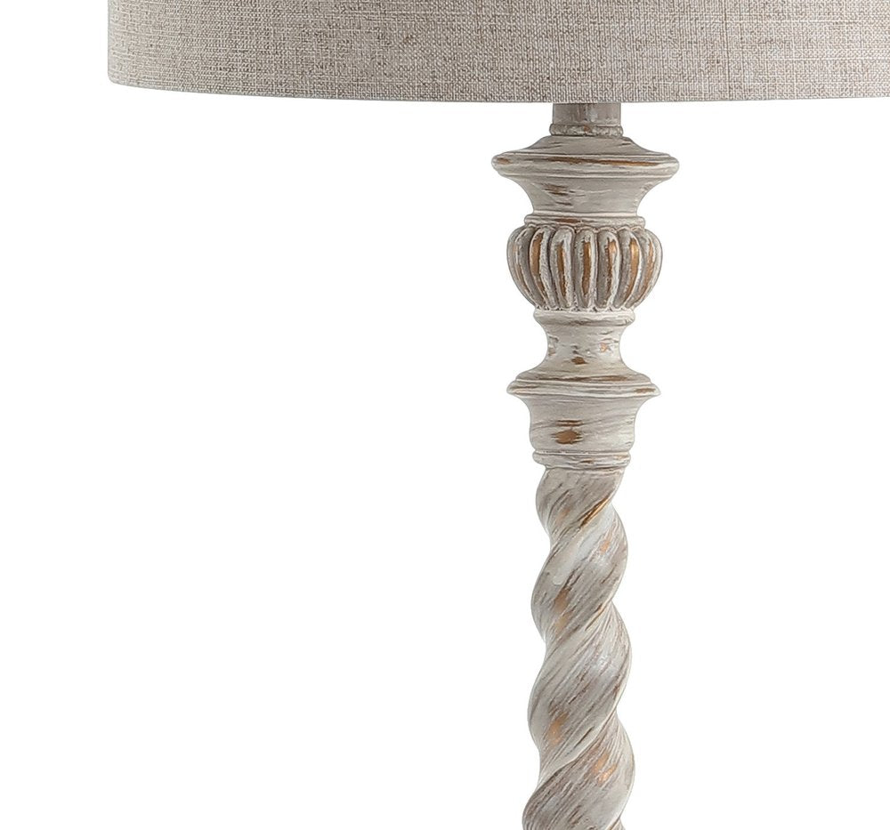 33" White Table Lamp With Drum Shade