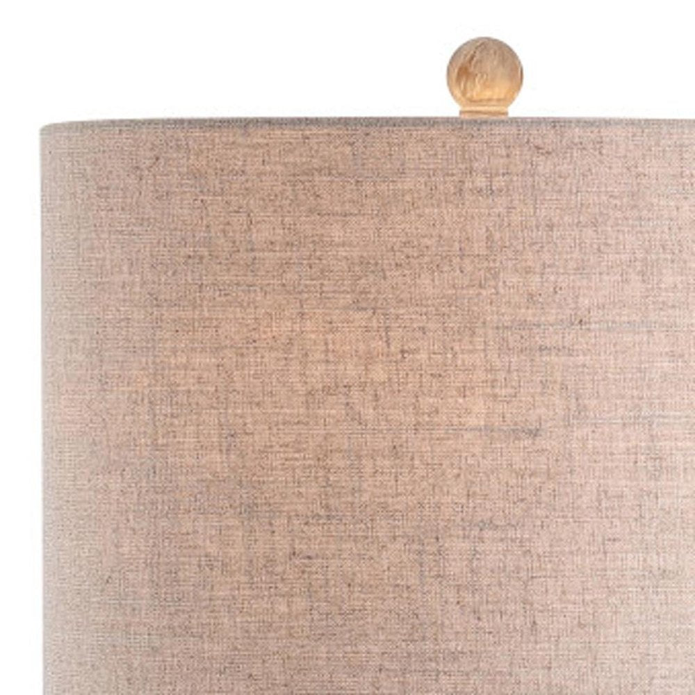 33" White Table Lamp With Drum Shade
