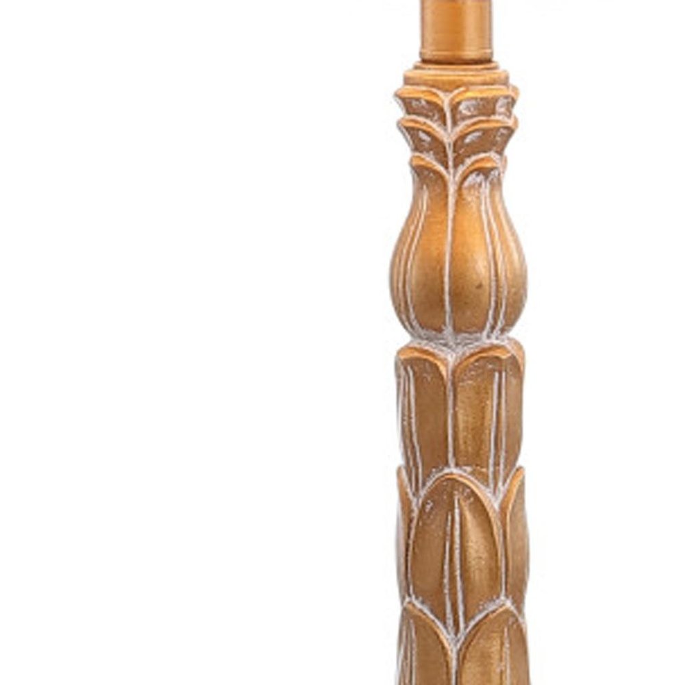 29" Antiqued Gold Table Lamp With Drum Shade