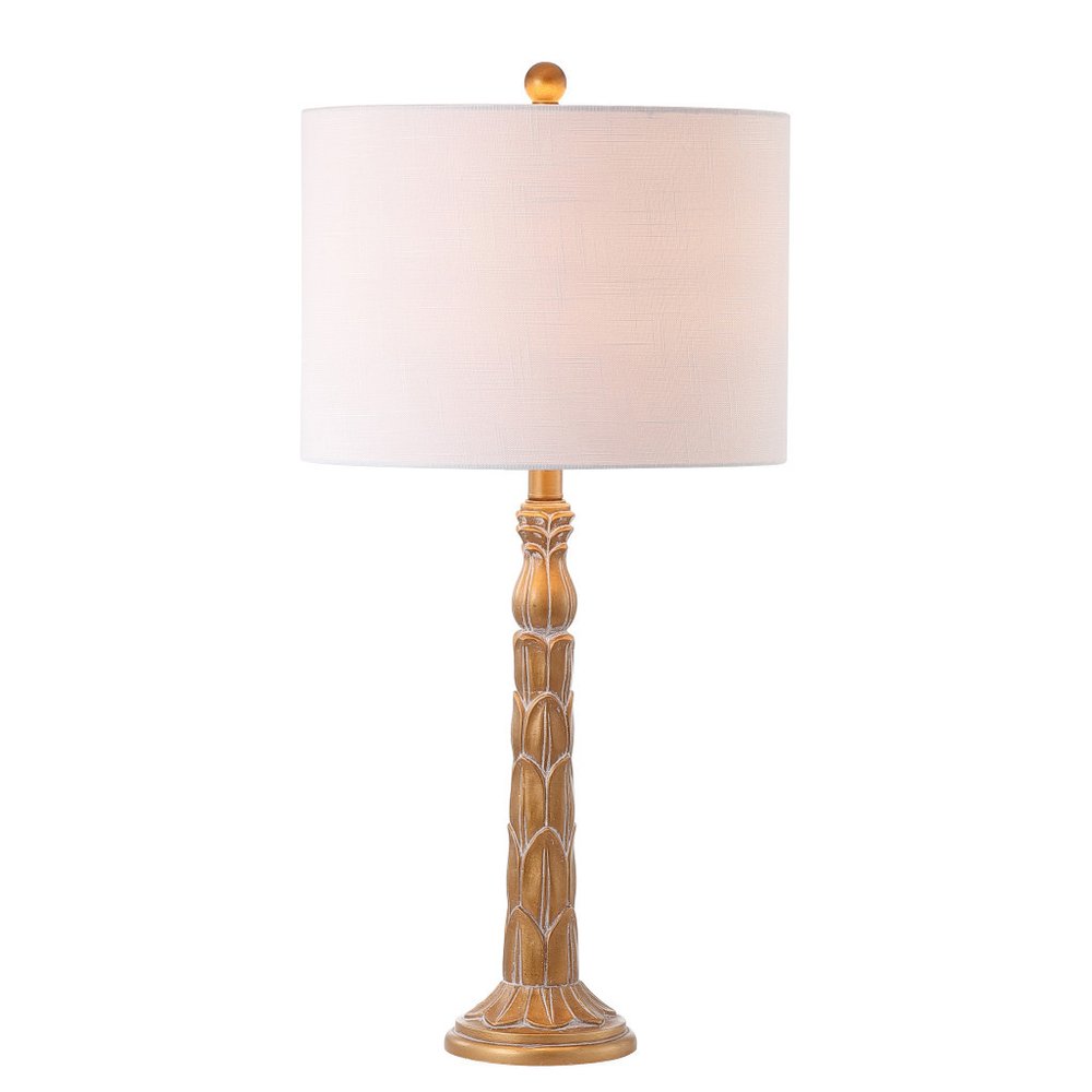 29" Antiqued Gold Table Lamp With Drum Shade