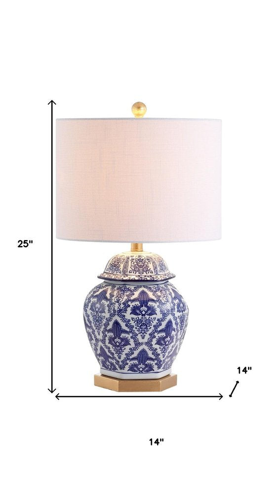 25" Gold Novelty Table Lamp With Drum Shade
