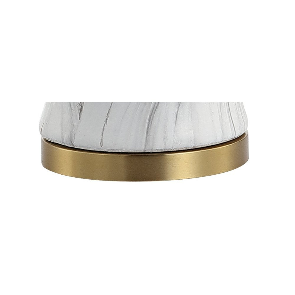 28" Gray White And Gold Urn Table Lamp With Empire Shade