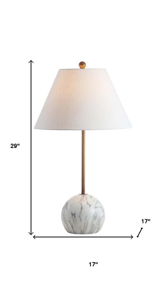 29" White Globe Table Lamp With Globe Shade
