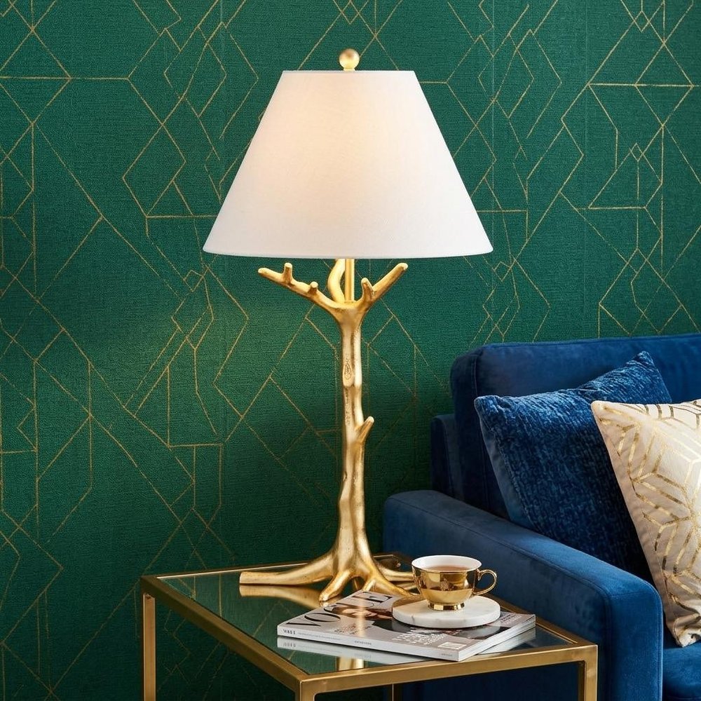 34" Gold Novelty Table Lamp With Empire Shade