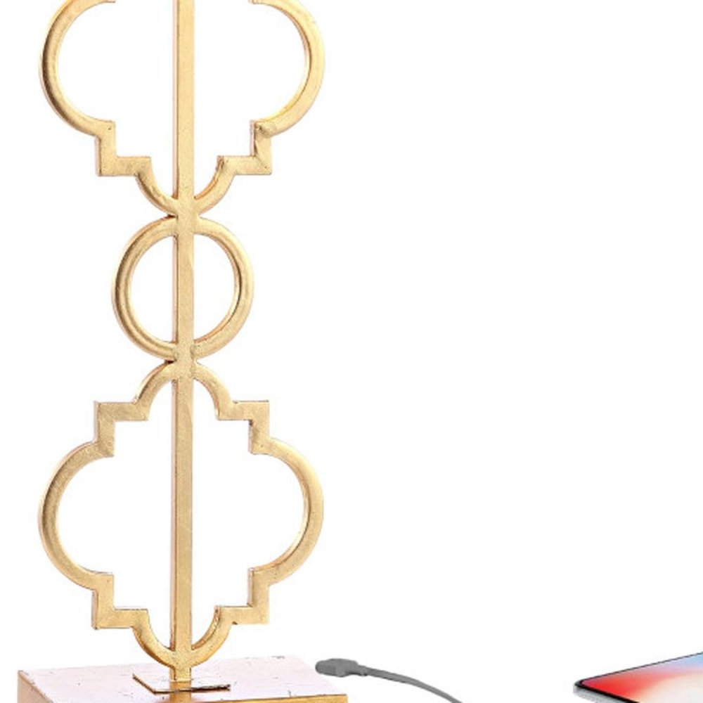 32" Gold Geometric Table Lamp With Shade