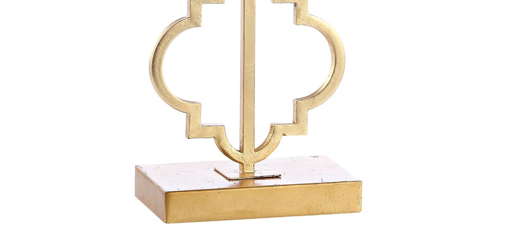 32" Gold Geometric Table Lamp With Shade