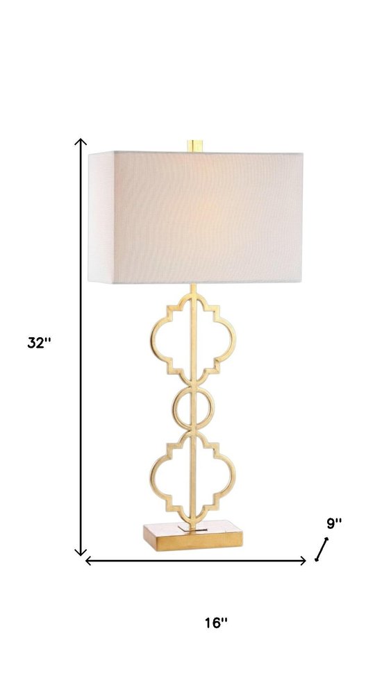 32" Gold Geometric Table Lamp With Shade