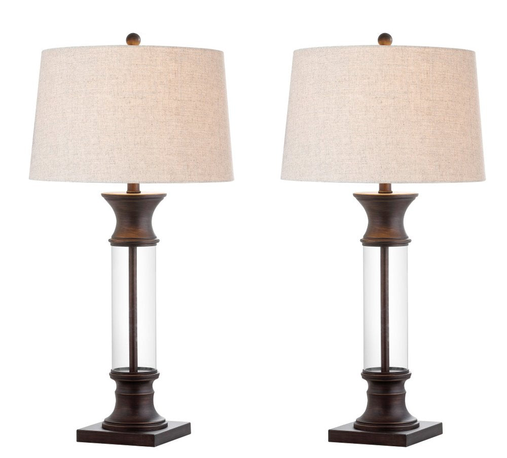 Set of Two 32" Bronze Novelty Table Lamps With Empire Shades