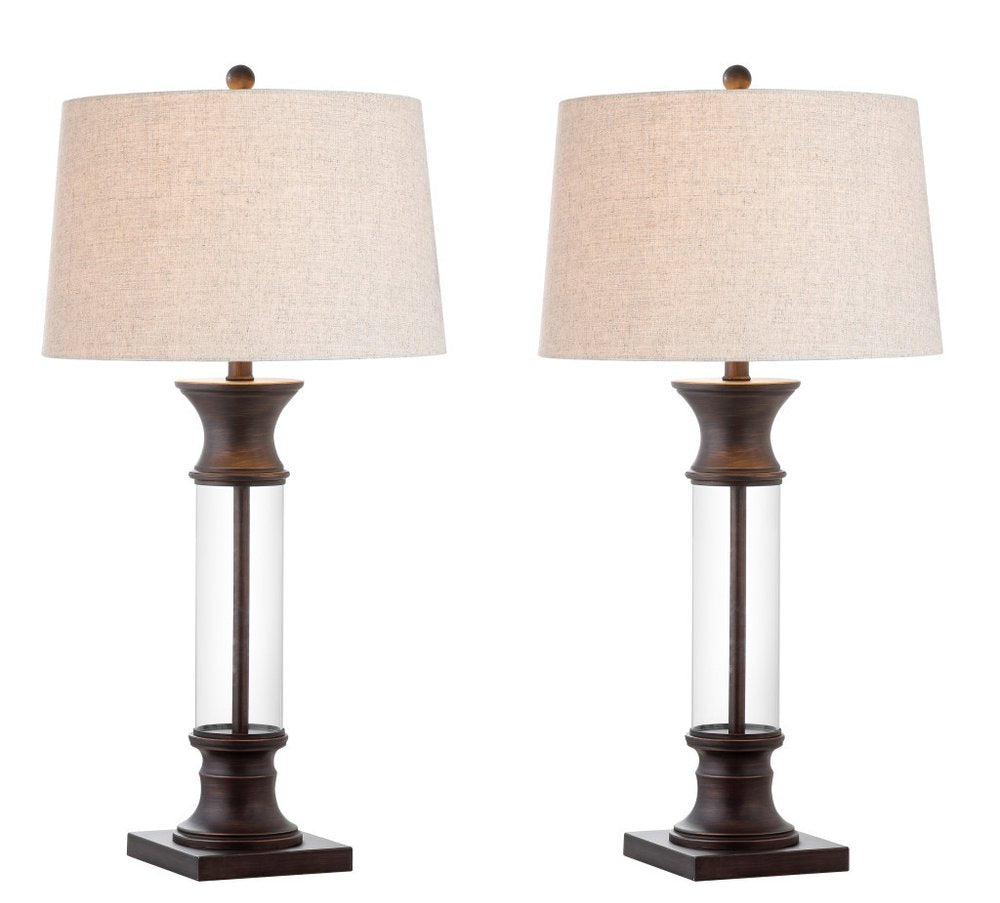 Set of Two 32" Bronze Novelty Table Lamps With Empire Shades
