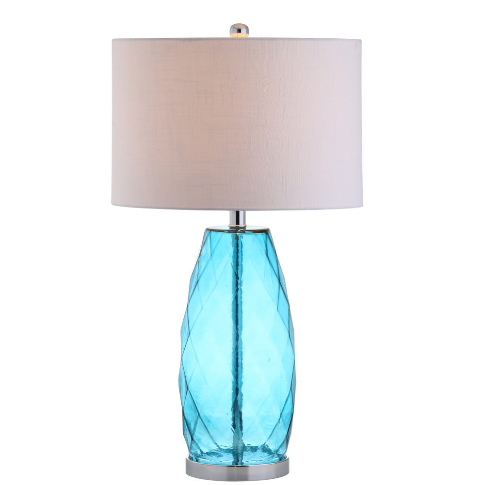 27" Silver Table Lamp With Drum Shade