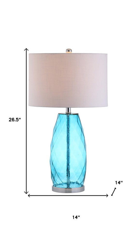 27" Silver Table Lamp With Drum Shade