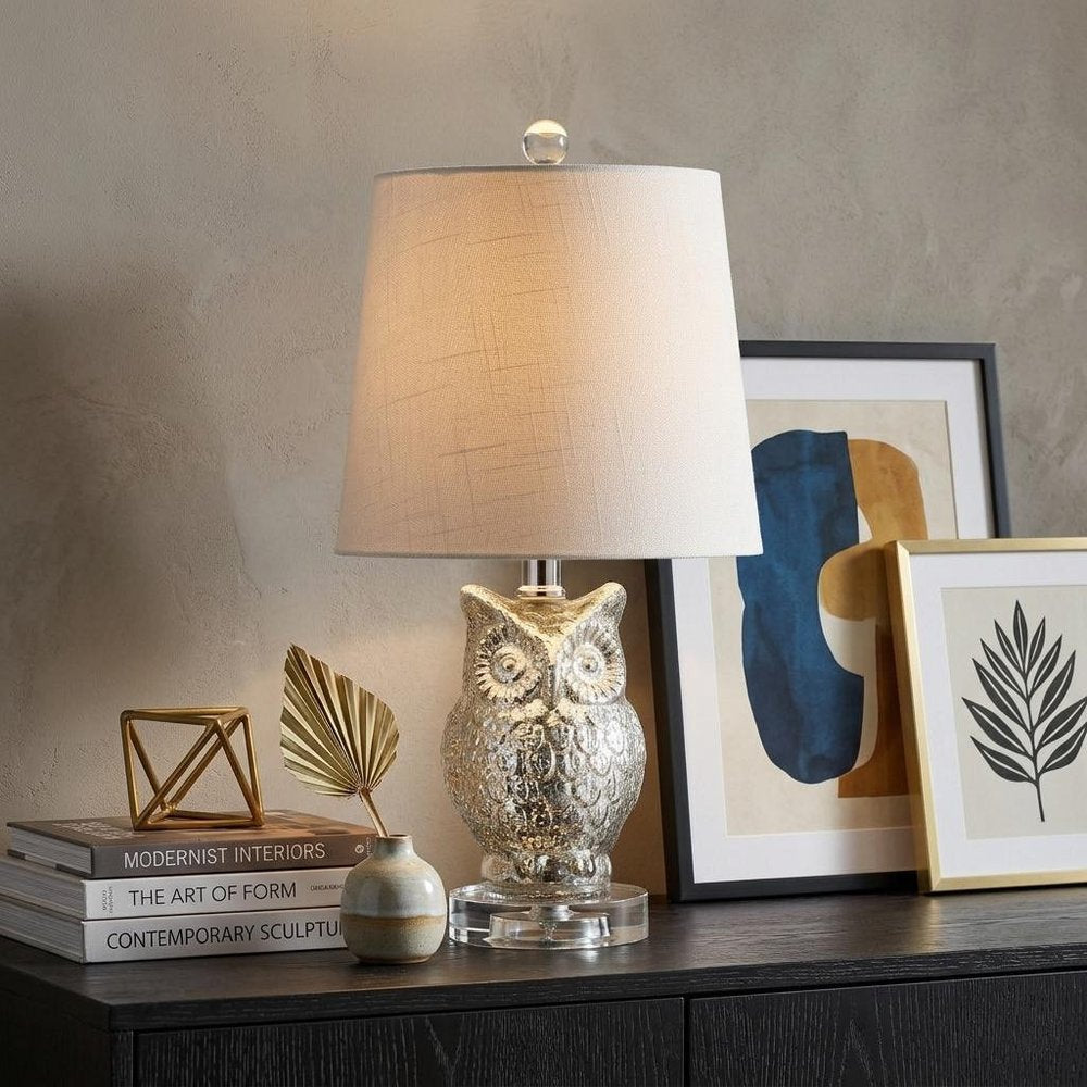 19" Silver And Clear Novelty Table Lamp With Empire Shade