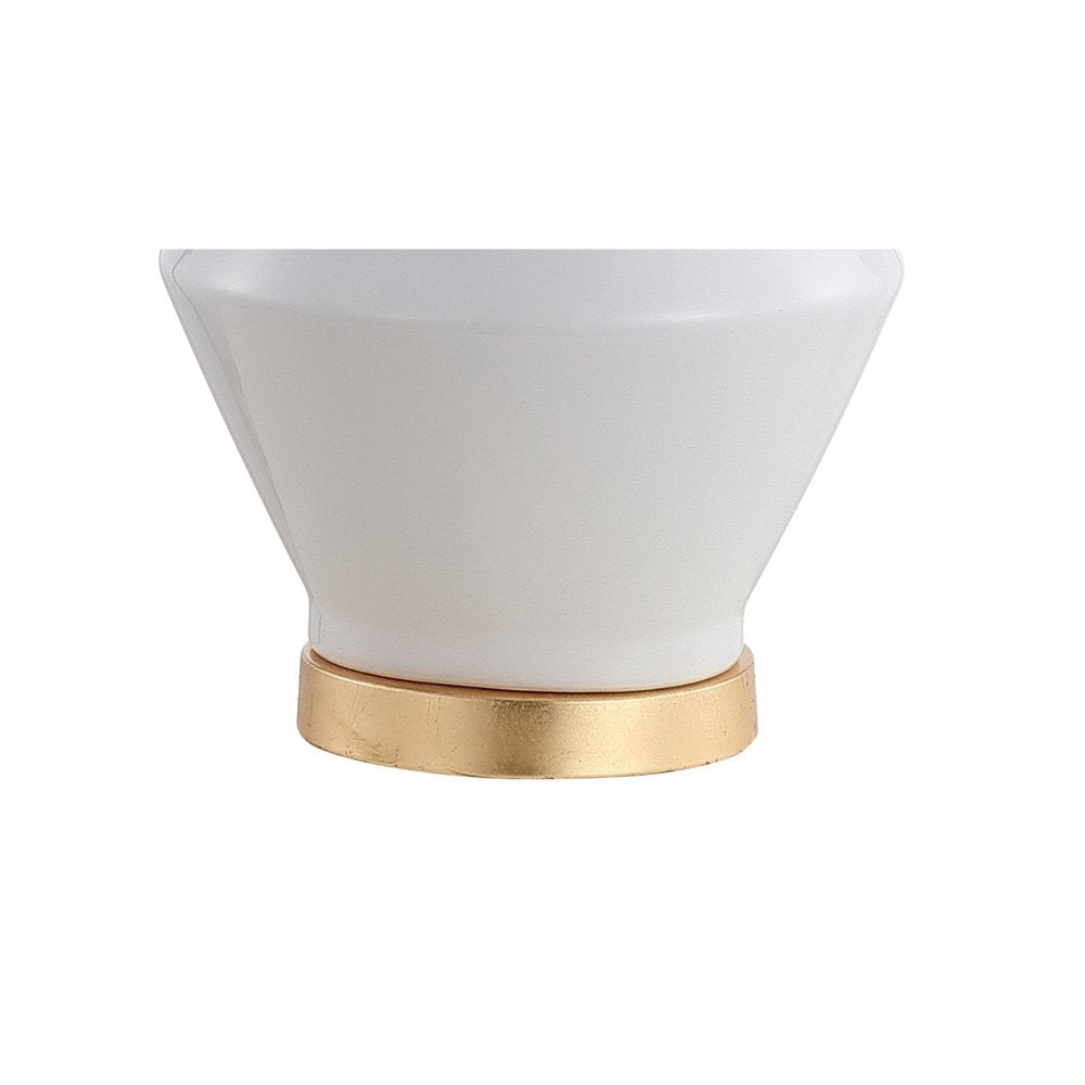 29" White And Gold Novelty Bedside Lamp With Drum Shade