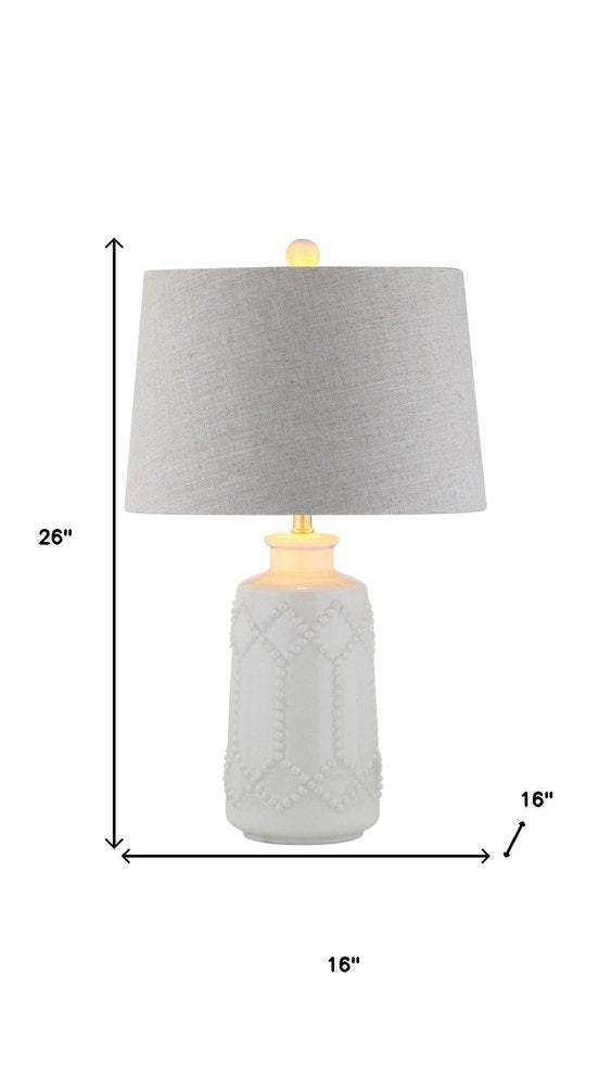 26" Cream Table Lamp With Drum Shade