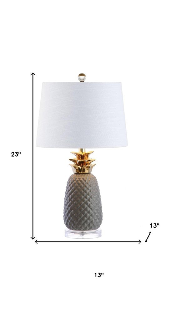 23" Clear Globe Table Lamp With Drum Shade