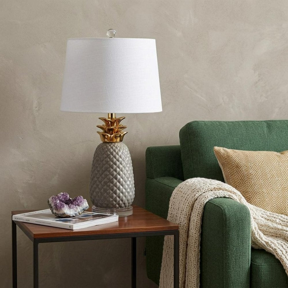 23" Clear Globe Table Lamp With Drum Shade
