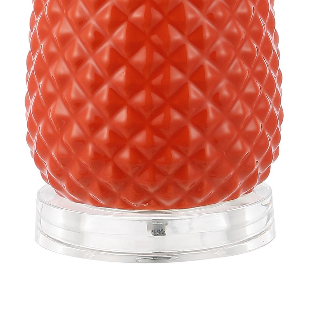 23" Clear Gold And Orange Pineapple Table Lamp With Drum Shade