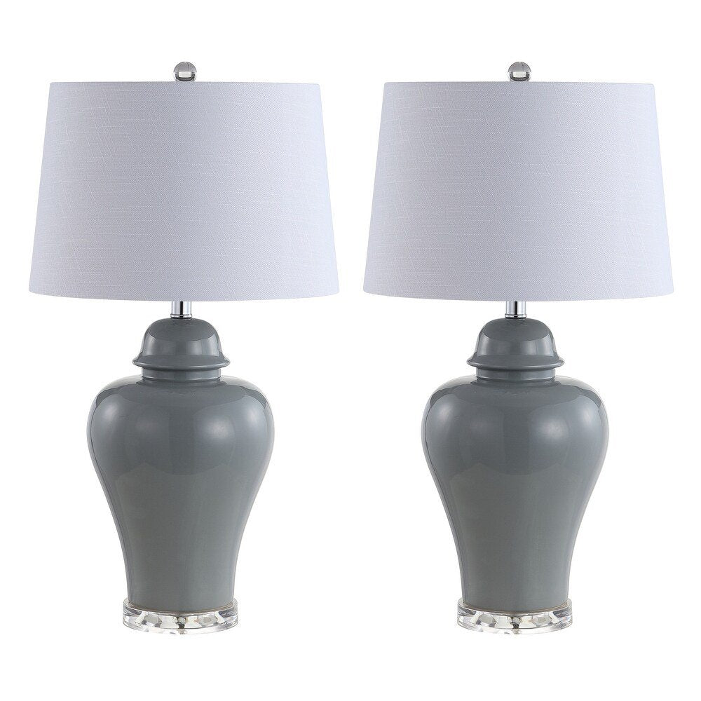 Set of Two 27" Clear Novelty Bedside Lamps With Empire Shades