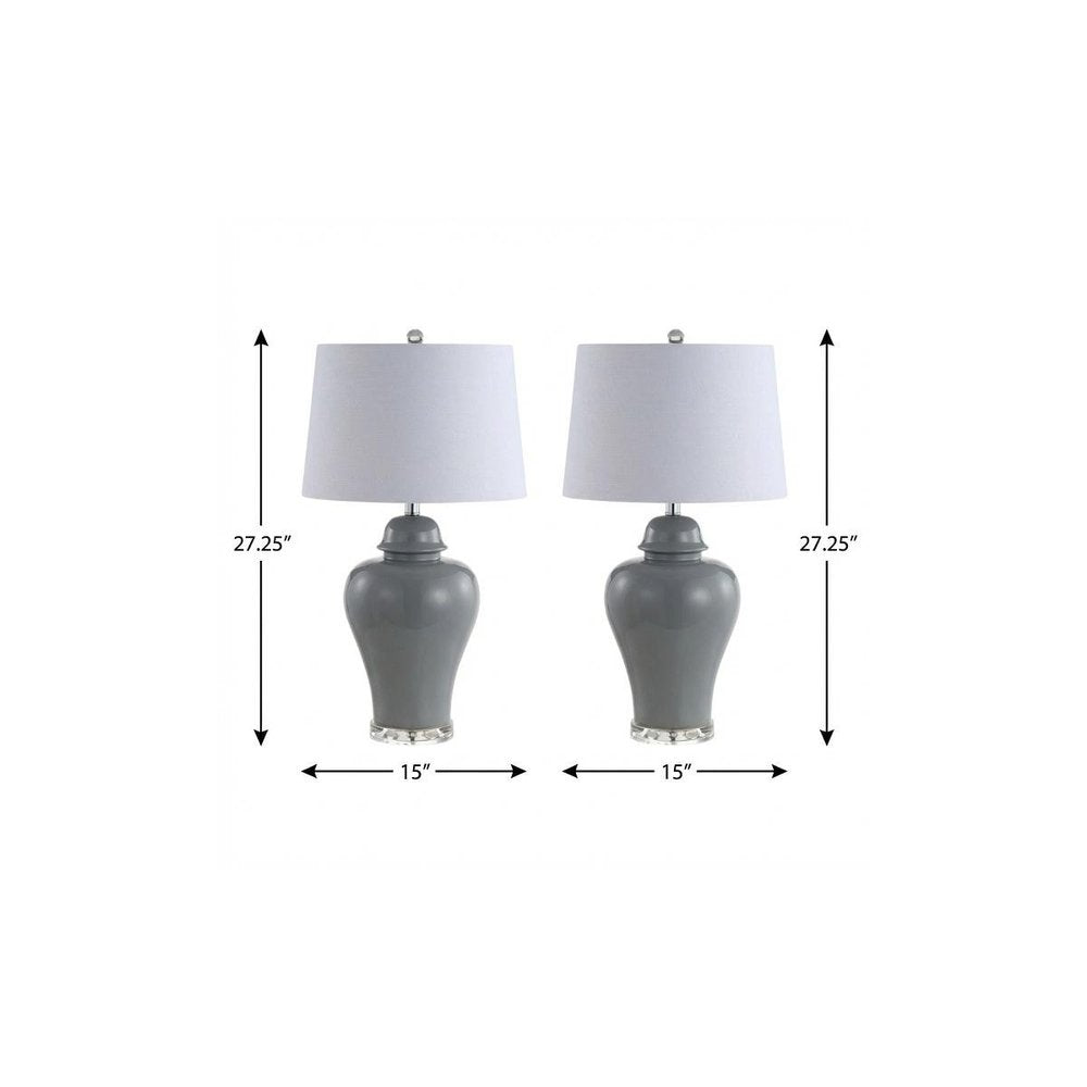 Set of Two 27" Clear Novelty Bedside Lamps With Empire Shades