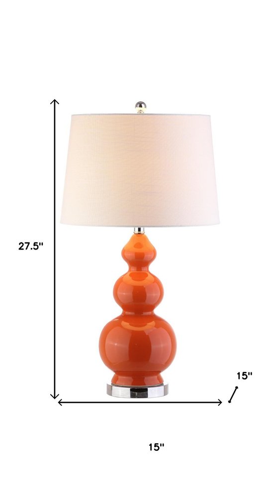 28" Orange And Silver Novelty Table Lamp With Drum Shade
