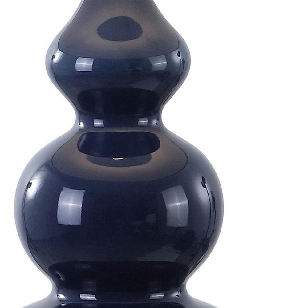 28" Navy Blue And Gold Novelty Table Lamp With Empire Shade