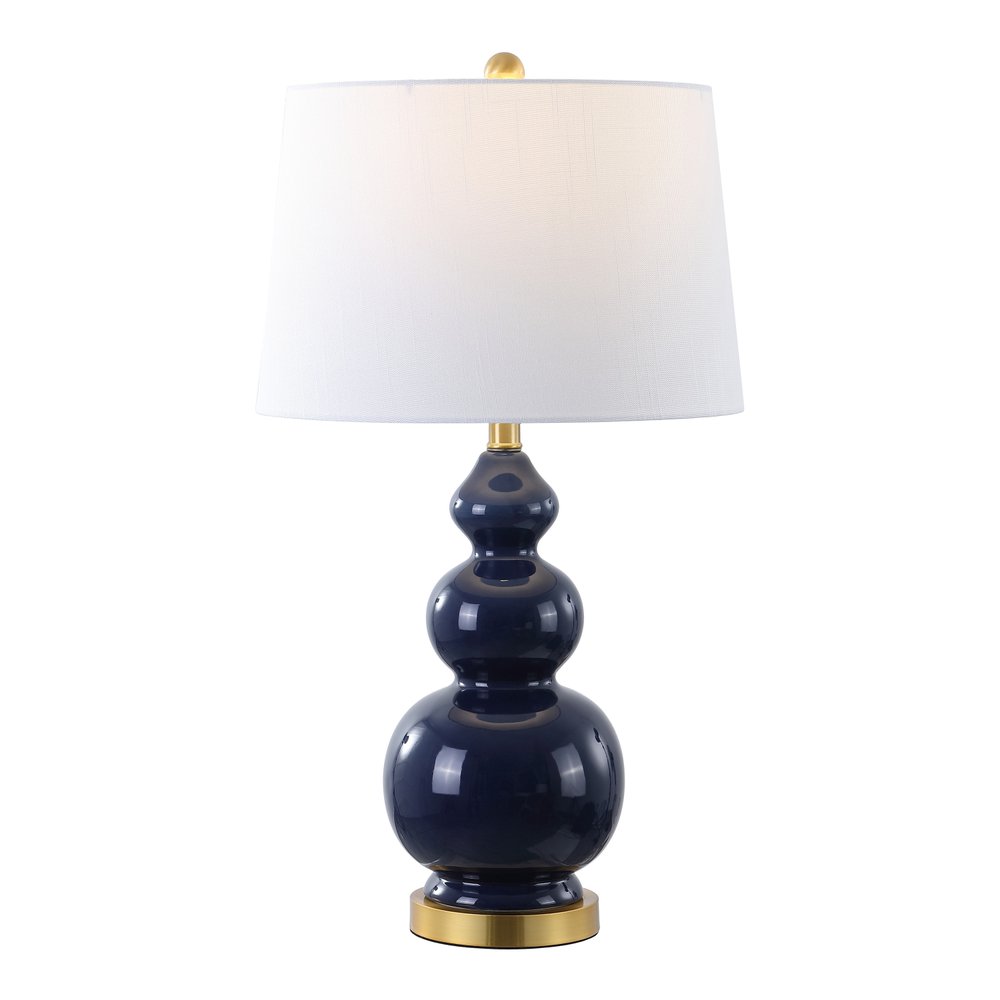 28" Navy Blue And Gold Novelty Table Lamp With Empire Shade