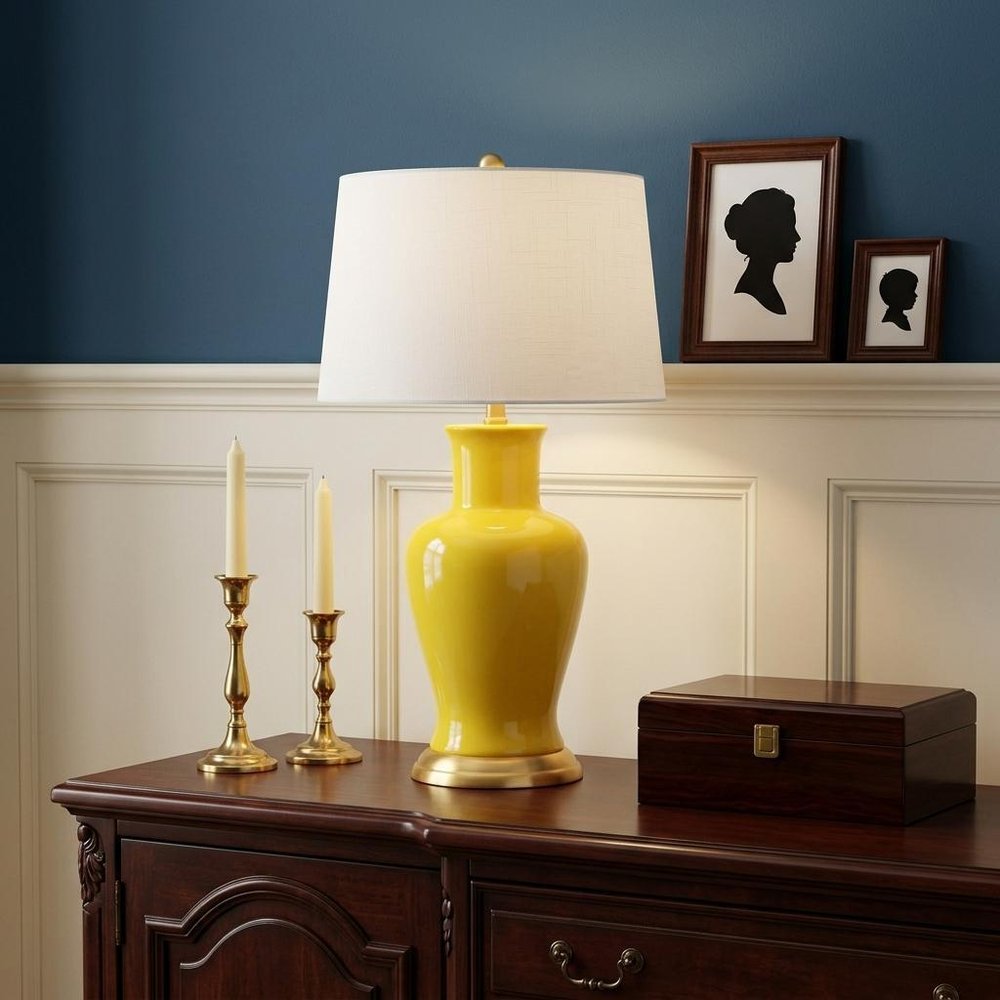 29" Gold Urn Bedside Lamp With Empire Shade