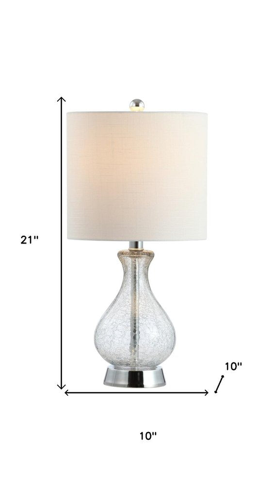 21" Silver Gourd Table Lamp With Drum Shade