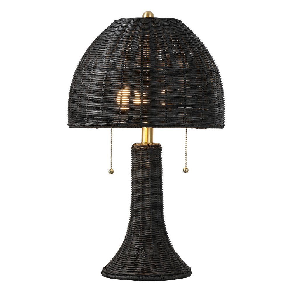 22" Black Round Bedside Lamp With Dome Shade
