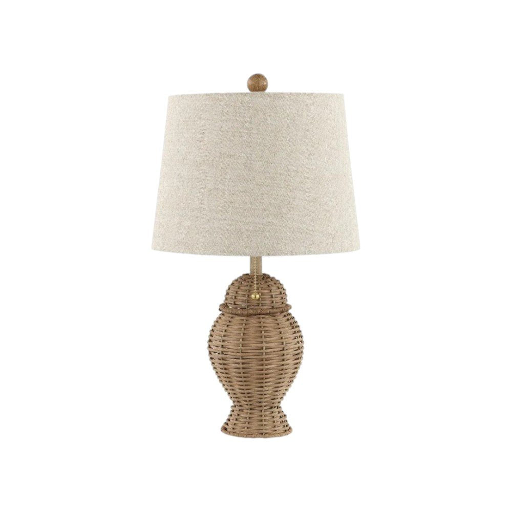 Set of Two 21" Light Brown Urn Table Lamps With Empire Shades
