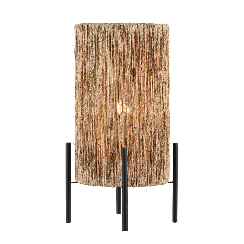 17" Black Table Lamp With Cylinder Shade
