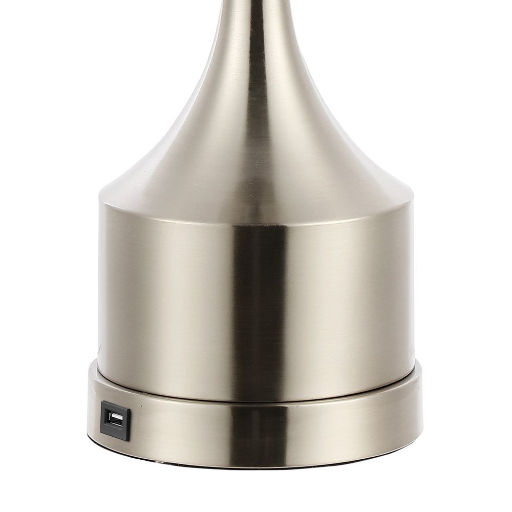 Set of Two 26" Nickel Novelty Table Lamps With Empire Shades