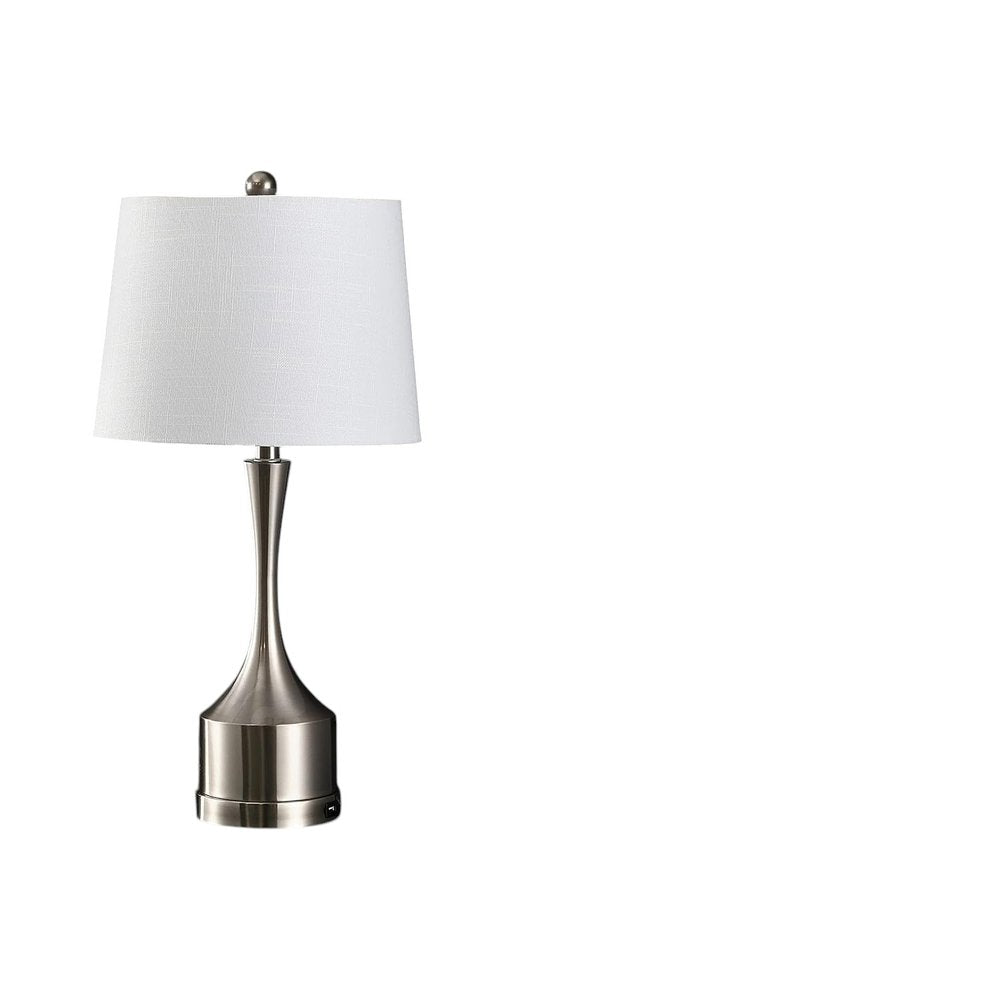 Set of Two 26" Nickel Novelty Table Lamps With Empire Shades