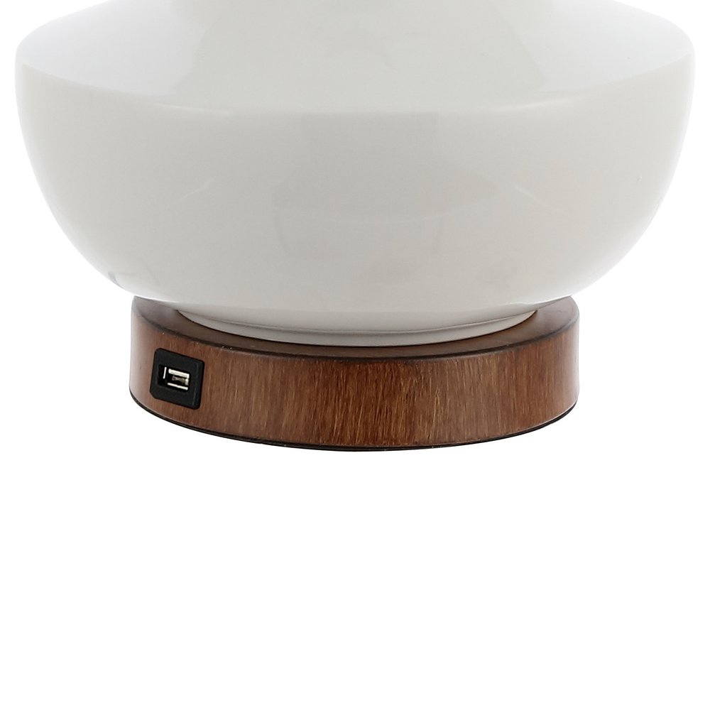 23" Brown Globe Bedside Lamp With Empire Shade