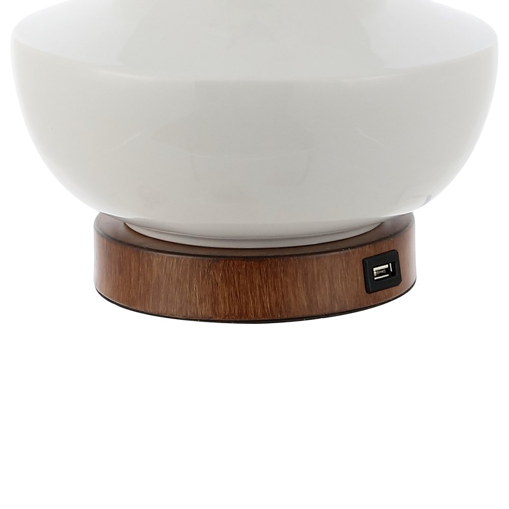 23" Brown Globe Bedside Lamp With Empire Shade