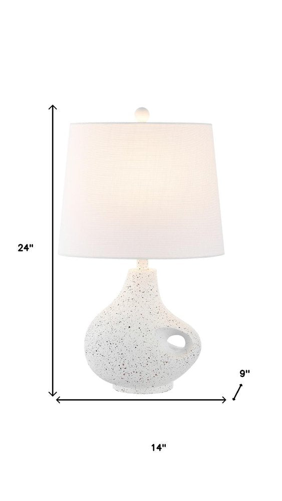 24" White Gourd Table Lamp With Novelty Shade