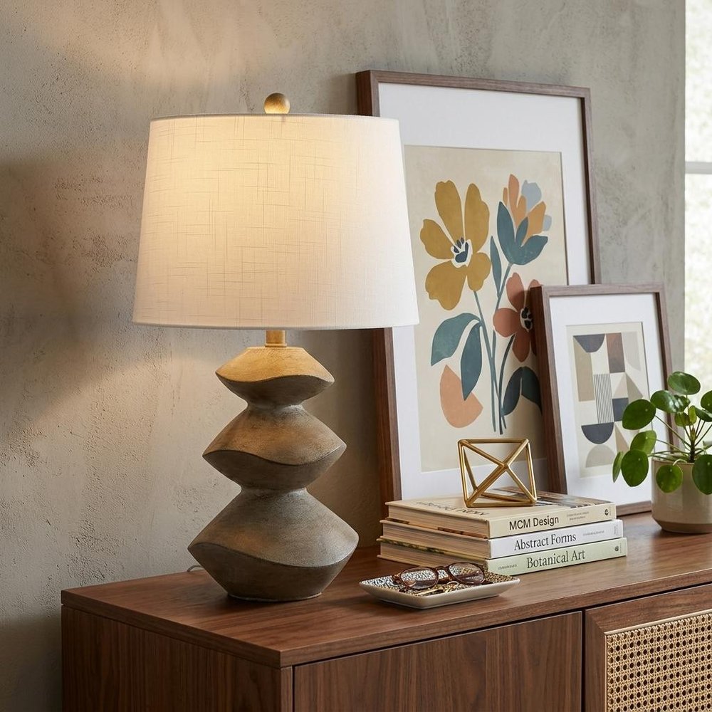 25" Clear Novelty Table Lamp With Empire Shade