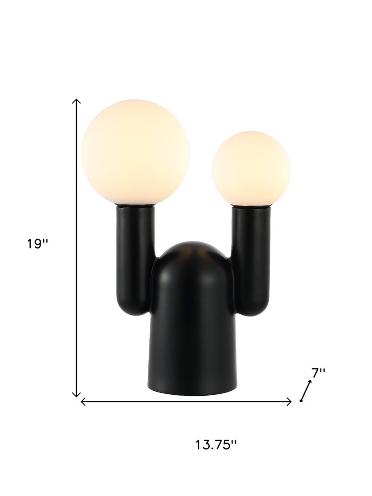 19" Black Two Light Novelty Globe Lamp