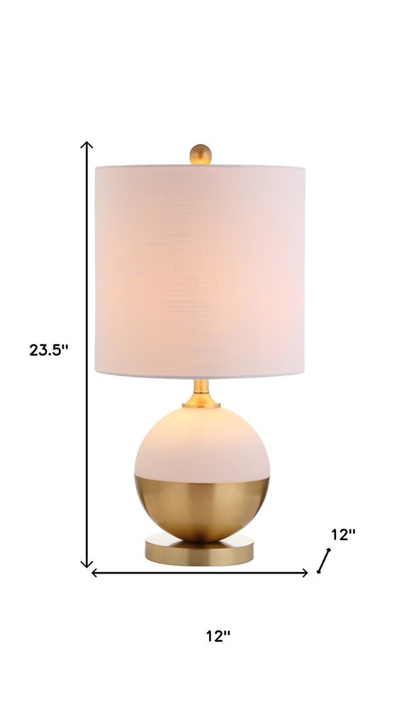 24" Gold Globe Table Lamp With Drum Shade