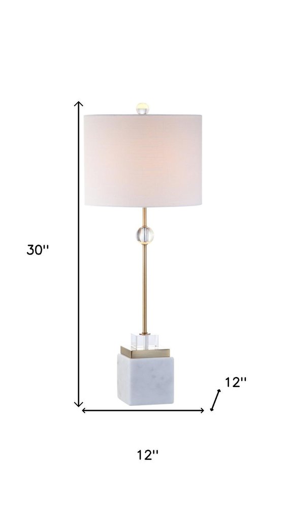 Set of Two 30" White Table Lamps With Drum Shades