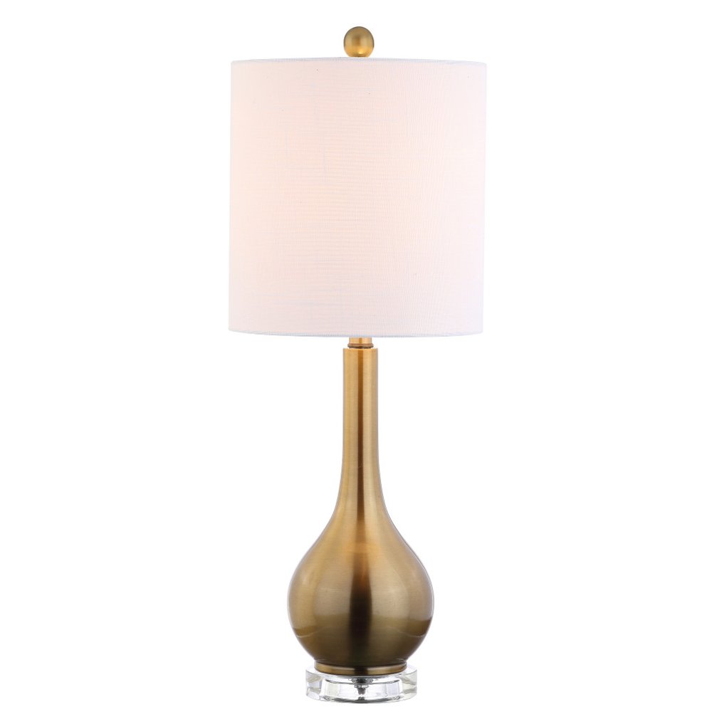 25" Clear Gourd Table Lamp With Drum Shade
