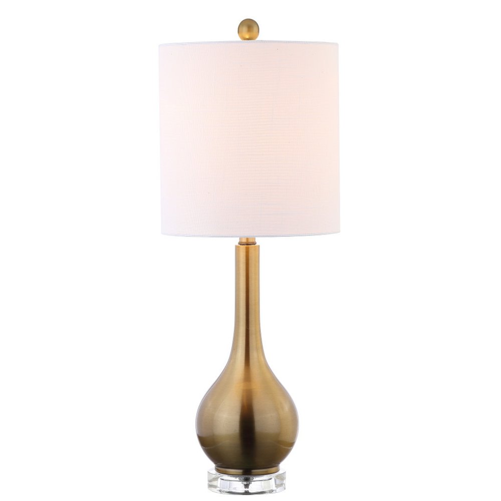 25" Clear Gourd Table Lamp With Drum Shade