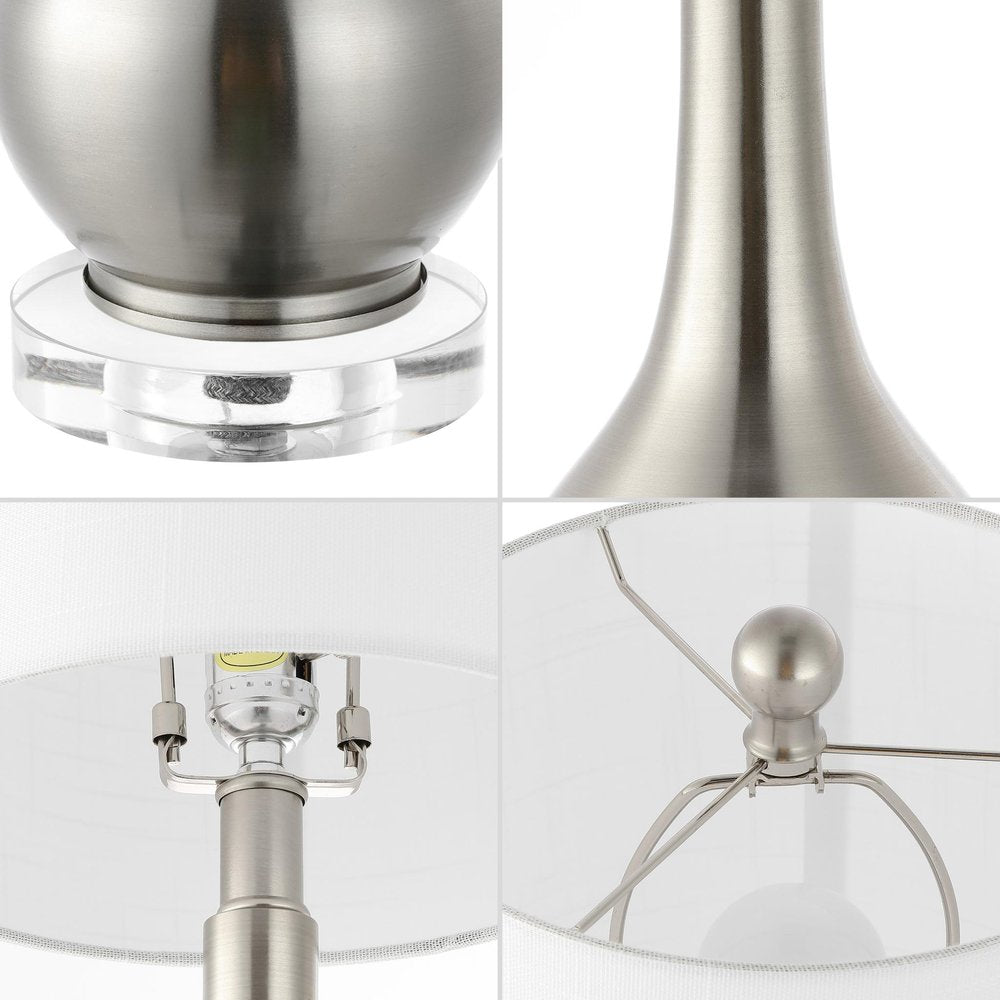 Set of Two 25" Clear Gourd Table Lamps With Drum Shades
