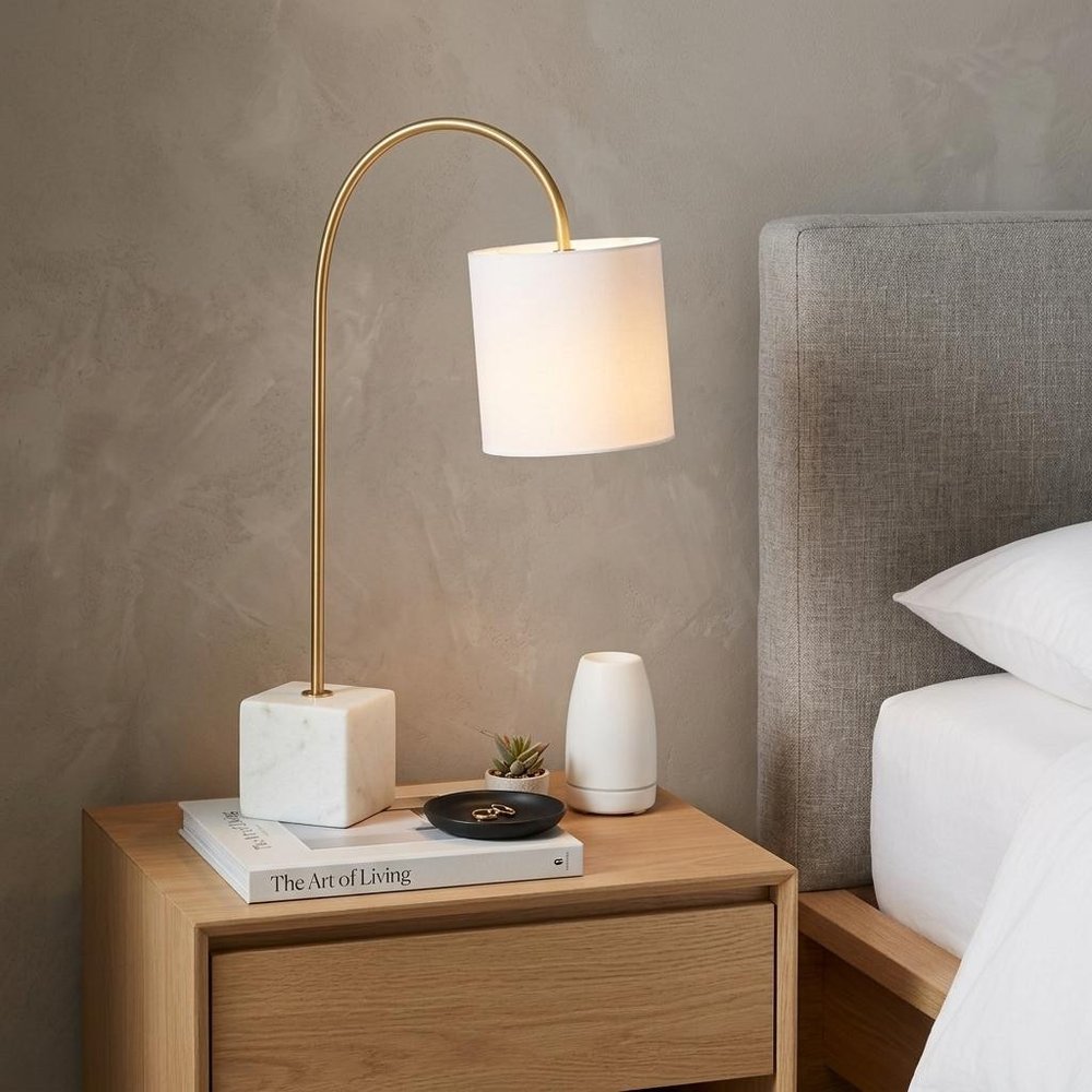 25" White Novelty Table Lamp With Drum Shade