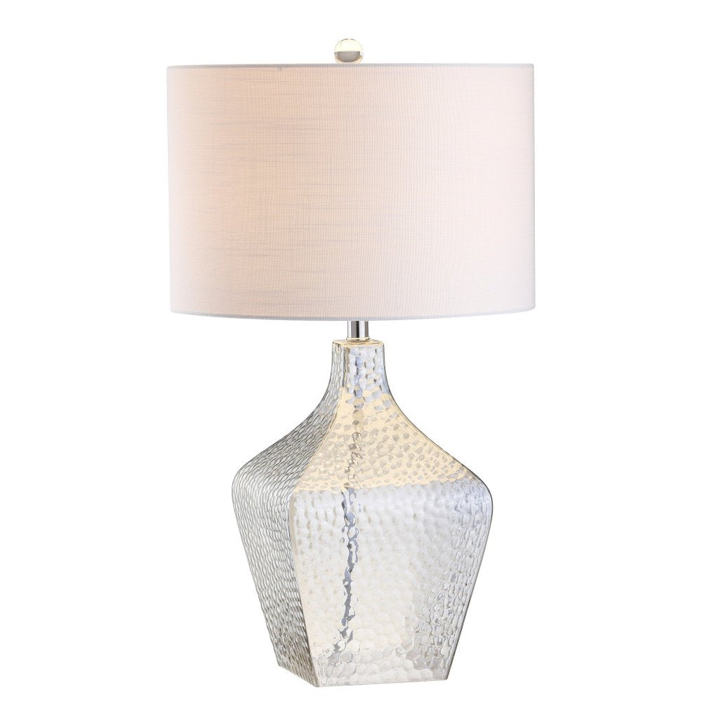 26" Clear Gourd Table Lamp With Drum Shade