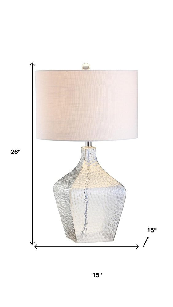 26" Clear Gourd Table Lamp With Drum Shade