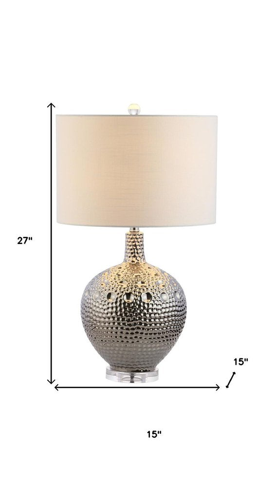 27" Clear Novelty Bedside Lamp With Drum Shade