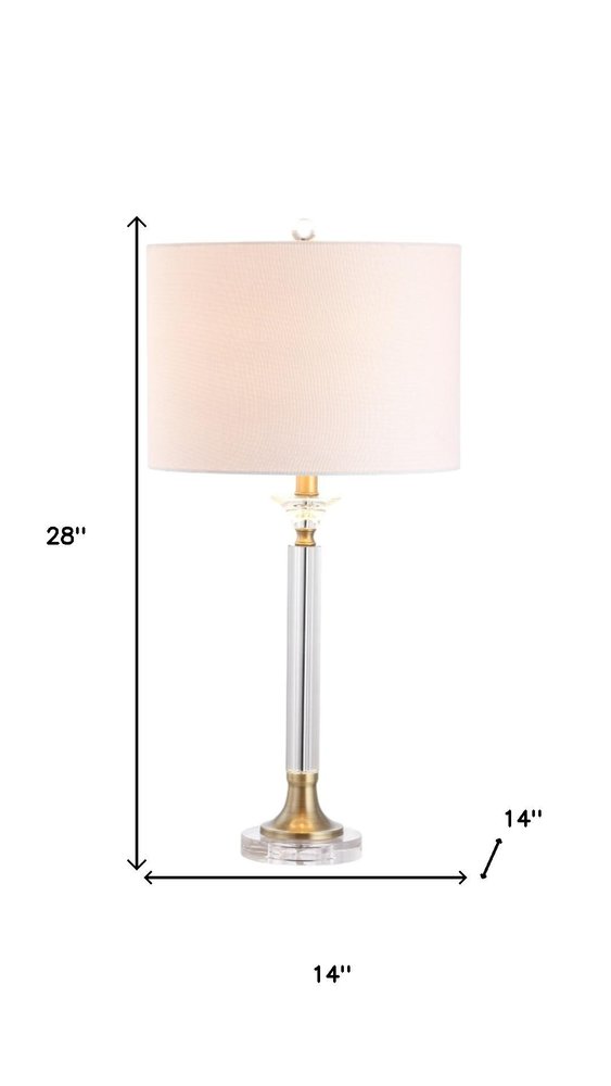 Set of Two 28" Clear And Gold Table Lamps With Drum Shades