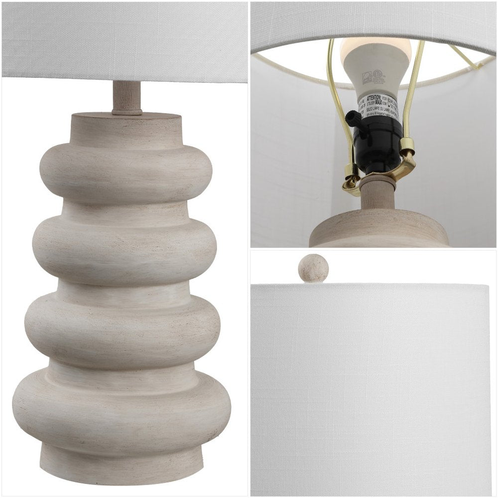 26" Clear Round Table Lamp With Drum Shade